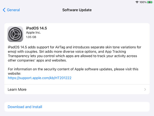 software update screen